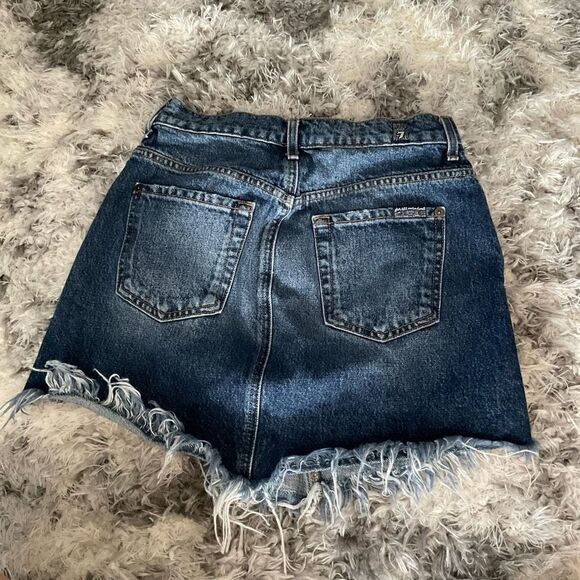7 For All Mankind Denim Mini Skirt Jean Skirt Medium Wash Distressed Size 24 - Picture 4 of 7